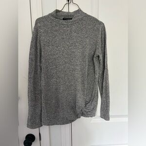 Gray knot hem mock neck sweater